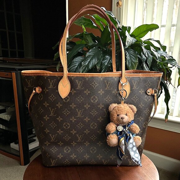 New TEDDY BEAR TWILLY SCARF Bag Charm Tan Navy Red🧸 - Picture 2 of 6